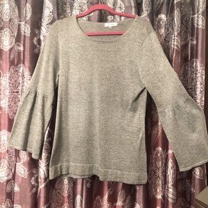 Beautiful silver-shimmer bell-sleeved blouse